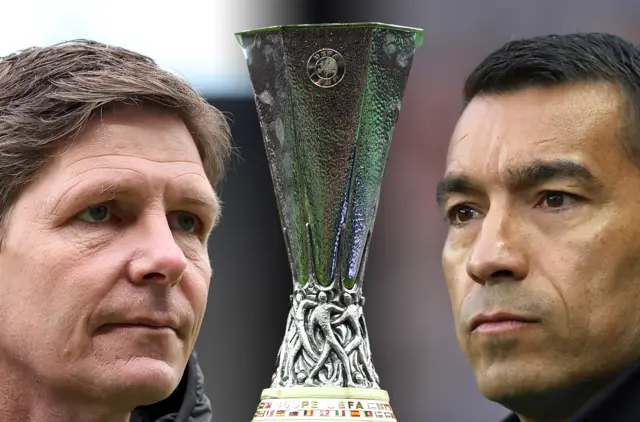 Eintracht Frankfurt head coach Oliver Glasner and Rangers manager Giovanni van Bronckhorst