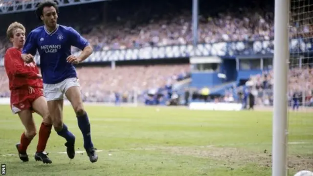 Mark Hateley (right) scored as Rangers went for the title in 1991