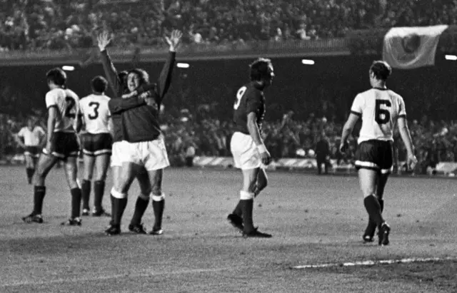 Rangers' Willie Johnston celebrates scoring in Barcelona