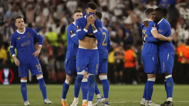 Connor Goldson with Rangers team mates