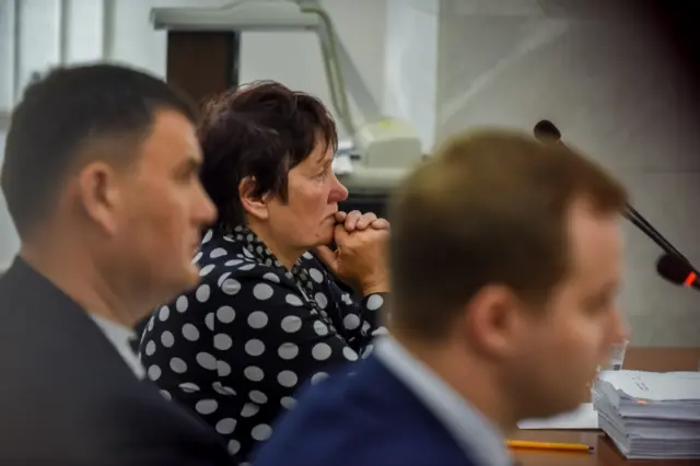 Kateryna Shelipova, widow of killed Oleksandr Shelipov, attends the the second day of the war crimes trial against Russian serviceman Vadim Shishimarin