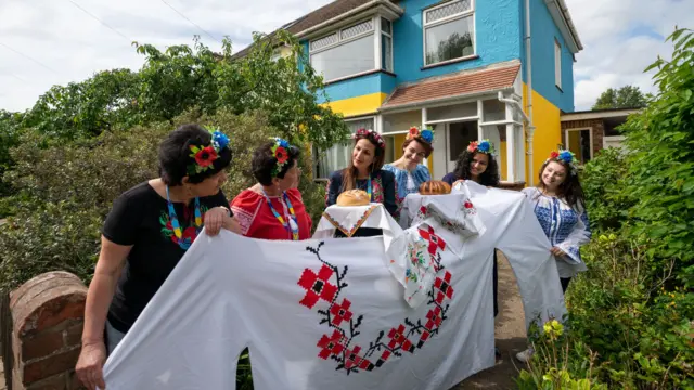 Women celebrate Vyshyvanka Day in Cambridge, UK