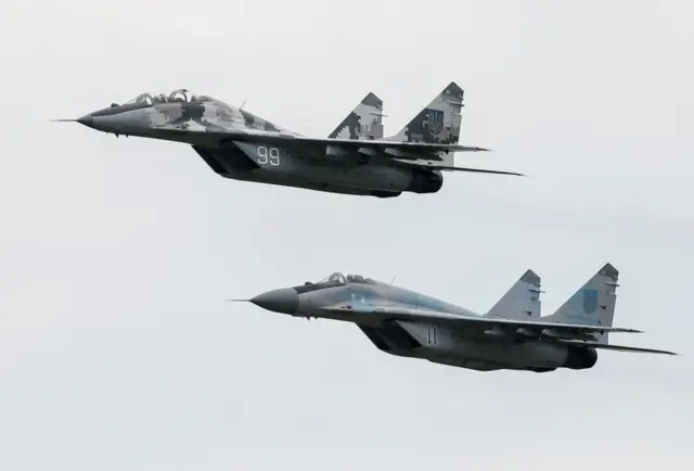 Image shows two MiG-29 jets