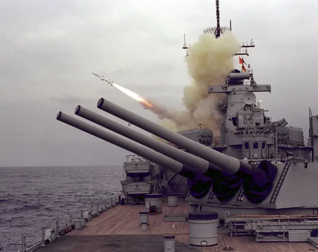 A US ship fires a harpoon missile