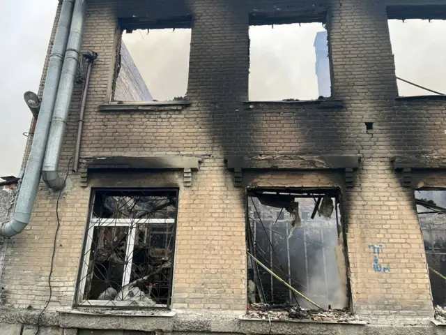 Destroyed building in the Donbas region