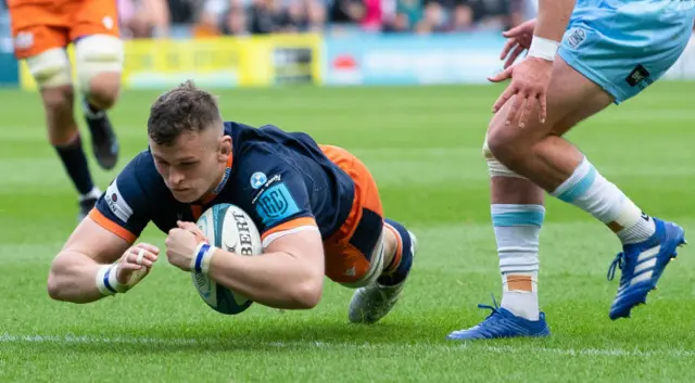 Magnus Bradbury scores Edinburgh's second try of the game