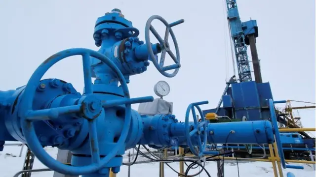 Stock image of gas pipework