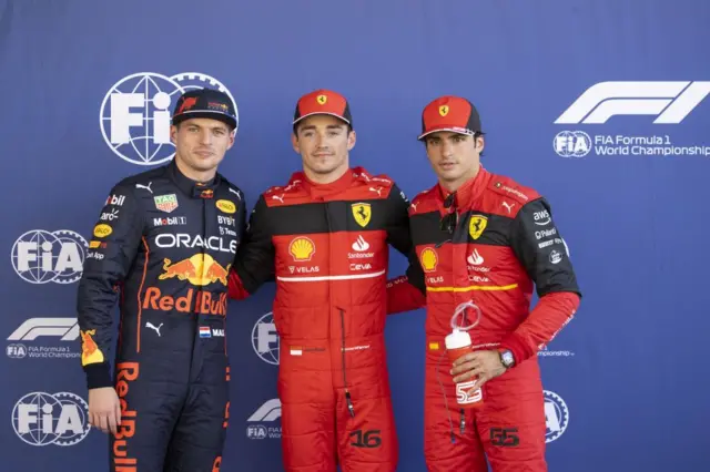 Max Verstappen, Charles Leclerc and Carlos Sainz