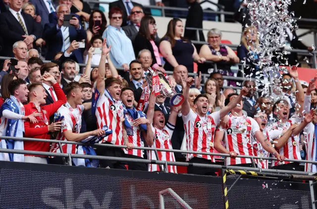 Sunderland lift the League One play-off trophy