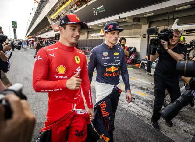 Charles Leclerc and Max Verstappen