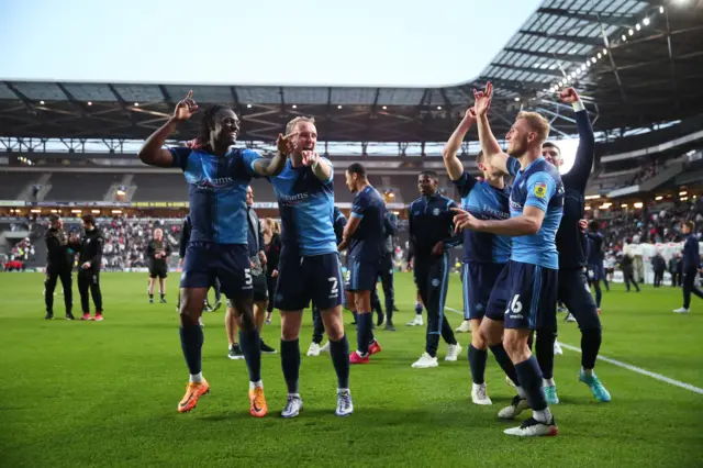 Wycombe celebrate making the play-off final