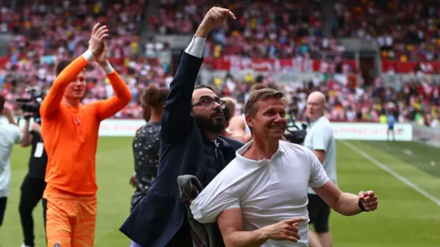 Leeds director of football Victor Orta and manager Jesse Marsch