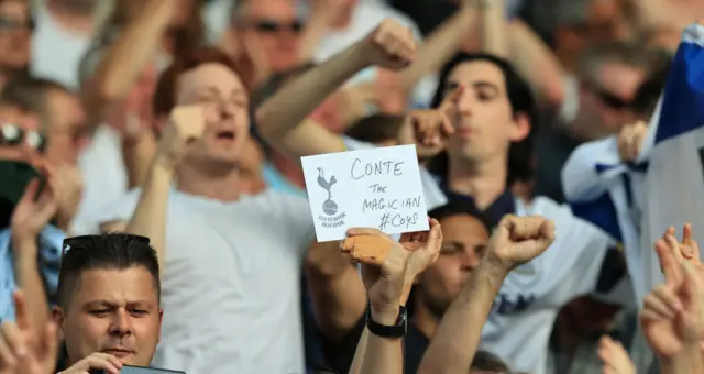 Tottenham fan with Conte sign