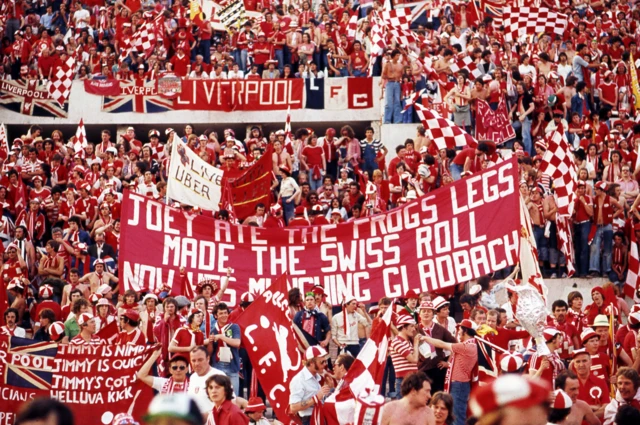 Liverpool fans at the 1977 European Cup final in Rome