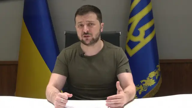 Zelensky speaking via video link