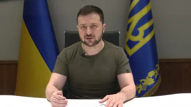 Zelensky speaking via video link