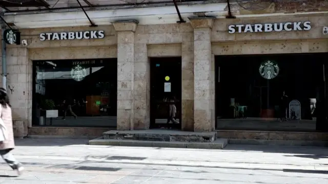 A closed Starbucks branch in Moscow, Russia