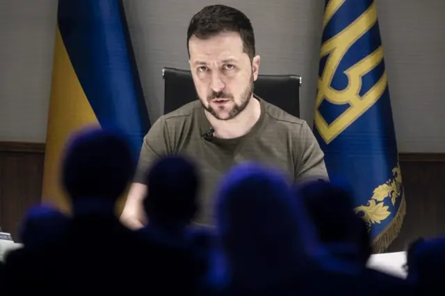 Zelensky speaking via video link