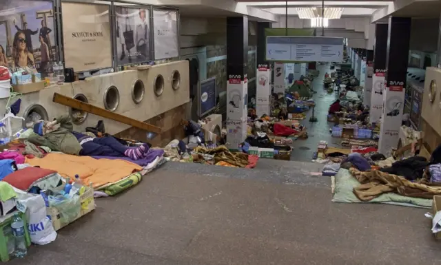 Kharkiv's metro station filled with makeshift beds