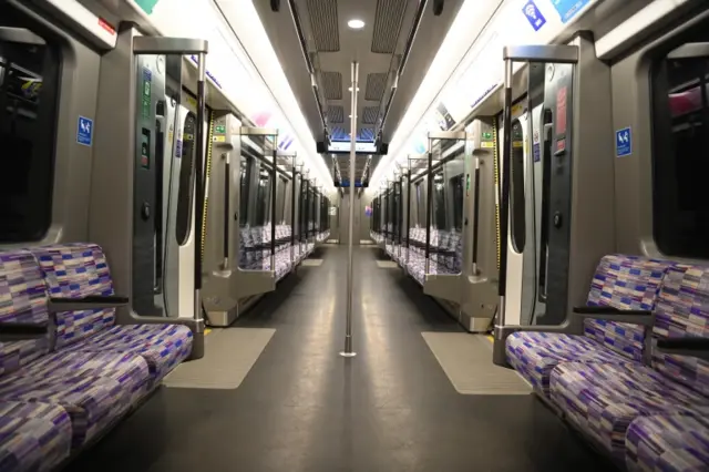 Empty Crossrail train pictured on 11 May