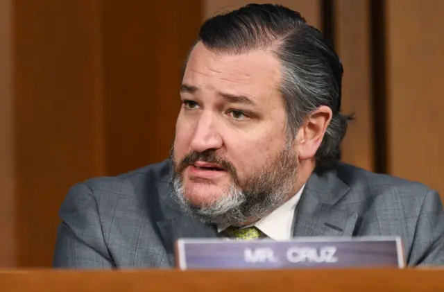 Senator Ted Cruz in the Hart Senate Office Building in Washington D.C. on 2 March 2021