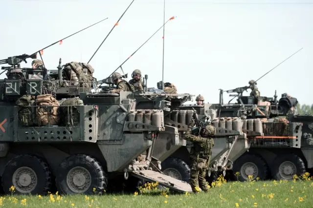 Nato troops and armoured vehicles seen during an exercise