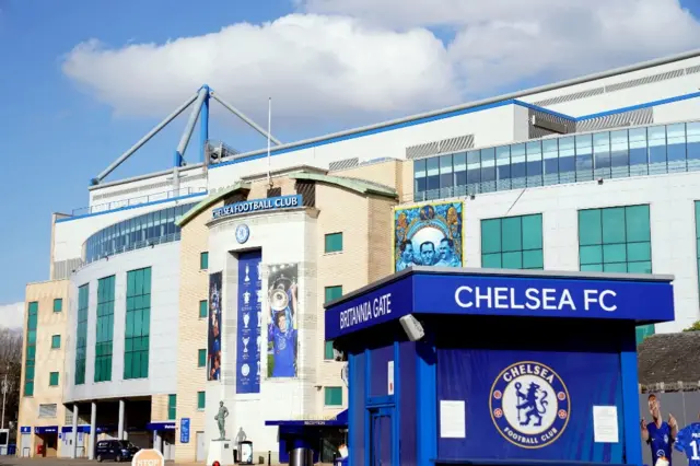 Exterior view of Chelsea FC's Stamford Bridge stadium