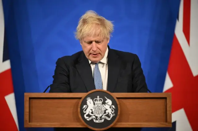 Boris Johnson at podium