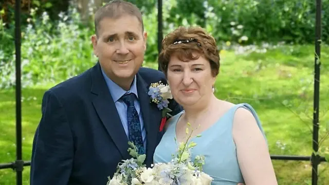 Tony and Sara on their wedding day