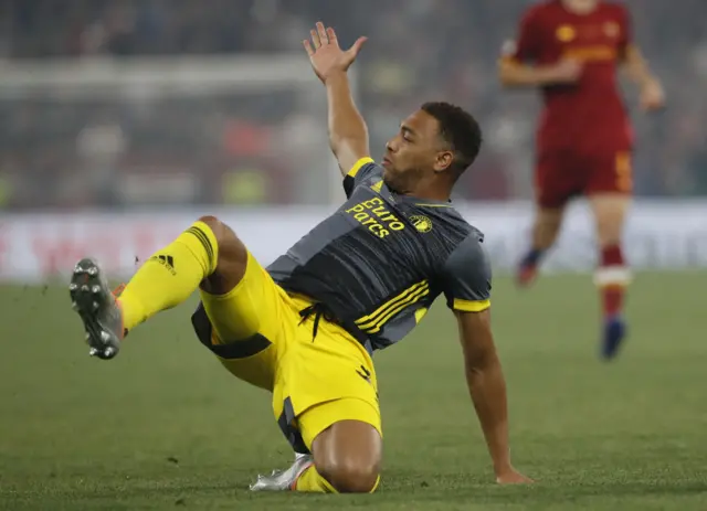 Feyenoord's Cyriel Dessers reacts