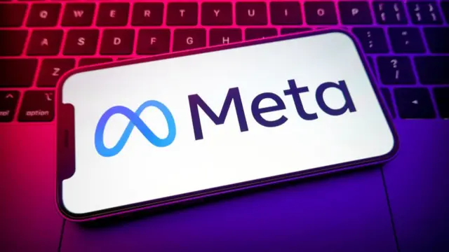 Meta logo in a photo illustration