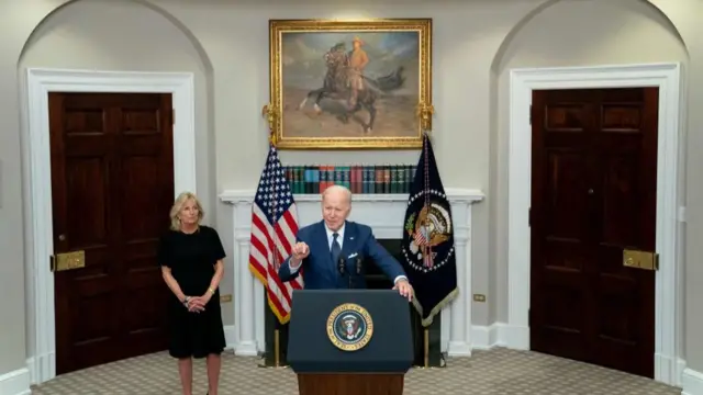 Biden was joined by the first lady in his speech last night