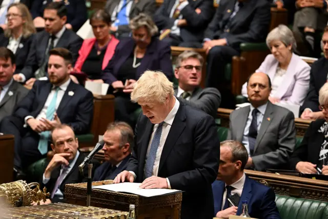 Boris Johnson makes a speech in the House of Commons