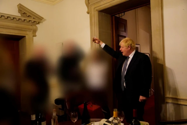 Boris Johnson raising a glass on 13 November 2020