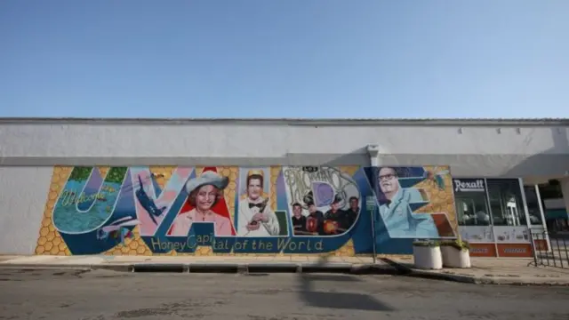 Mural showing letters spelling Uvalde