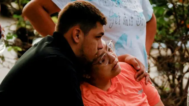 Relatives of children at the Robb Elementary School in Uvalde gathered at a nearby civic centre