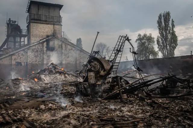 Ruins of a grain silo in Siversk, Donbas. Russian shelling destroyed a grain silo there. Russian forces are now concentrating their offensive in the east of the country.