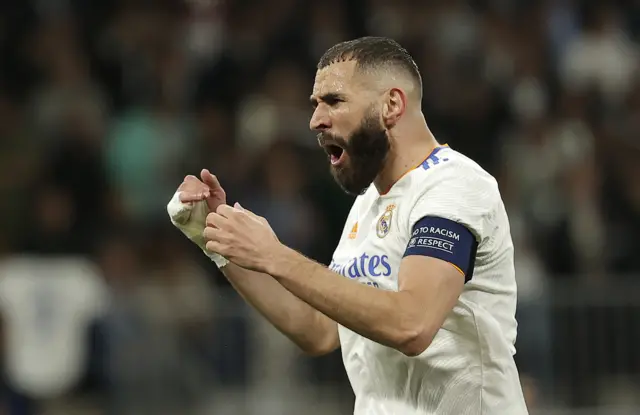 Karim Benzema celebrates