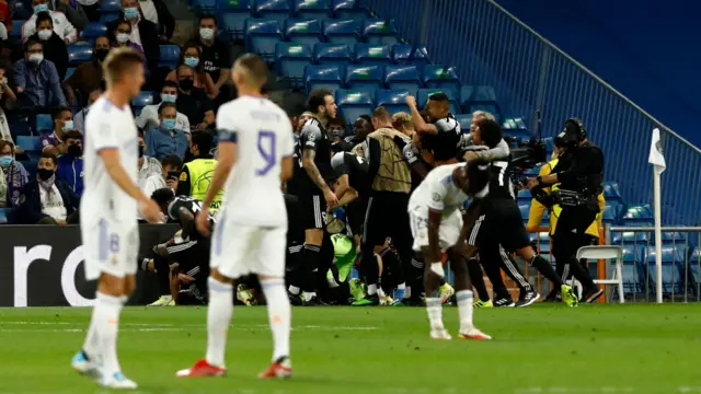 Sheriff Tiraspol celebrating against Real Madrid