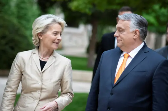 European Commission chief Ursula von der Leyen and Hungarian Prime Minister Viktor Orban