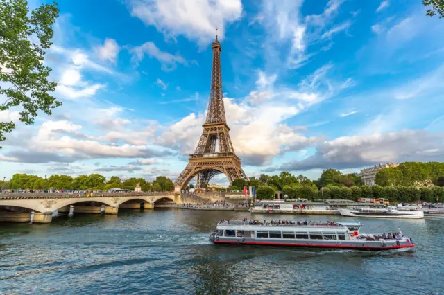 General review of the Eiffel Tower and River Seine