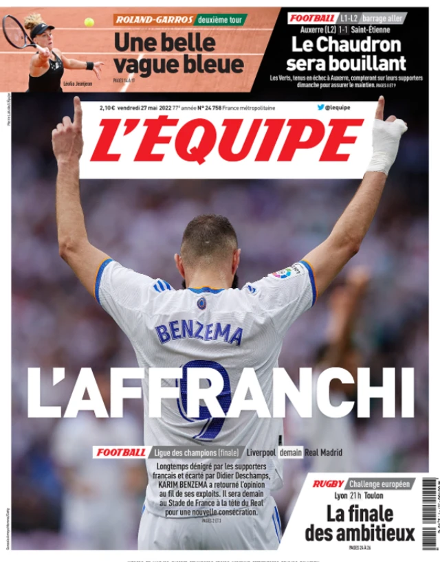 L'Equipe front page