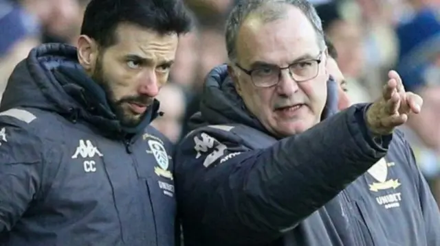 Carlos Corberan with Marcelo Bielsa