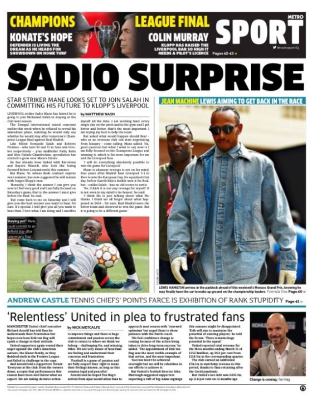 Metro back page