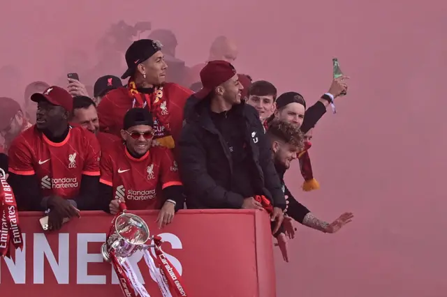 Liverpool players on bus parade