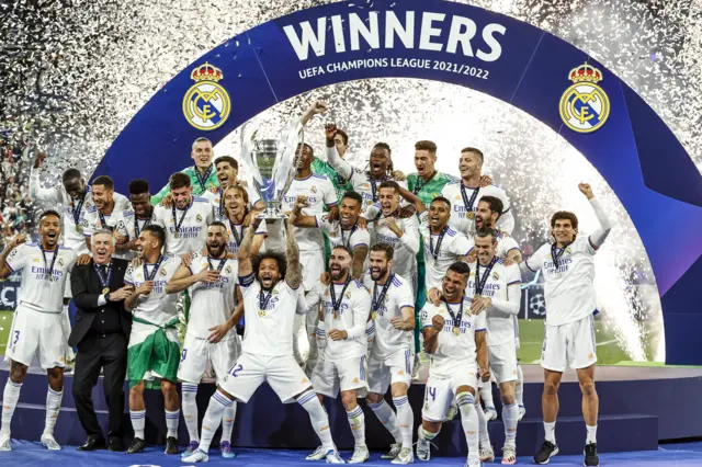 Real Madrid lift their 14th European Cup after beating Liverpool in Paris