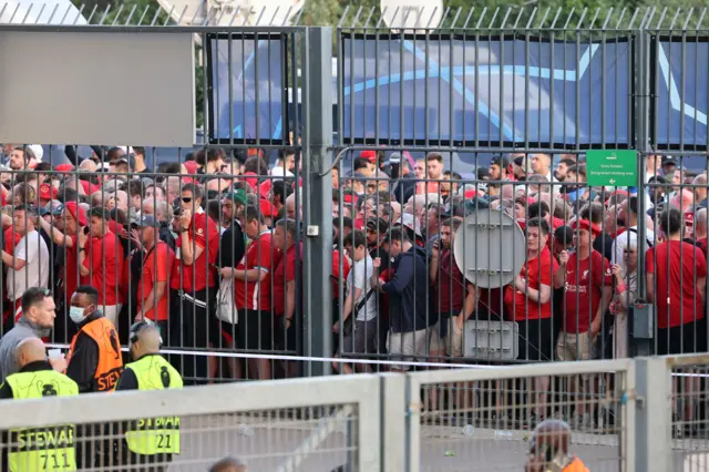 Liverpool fans outside the Stade de France in Paris before the Champions League final