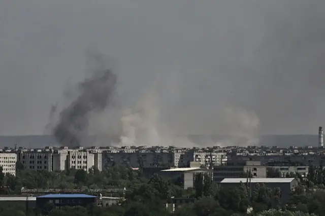 Smoke rises over Severodonetsk