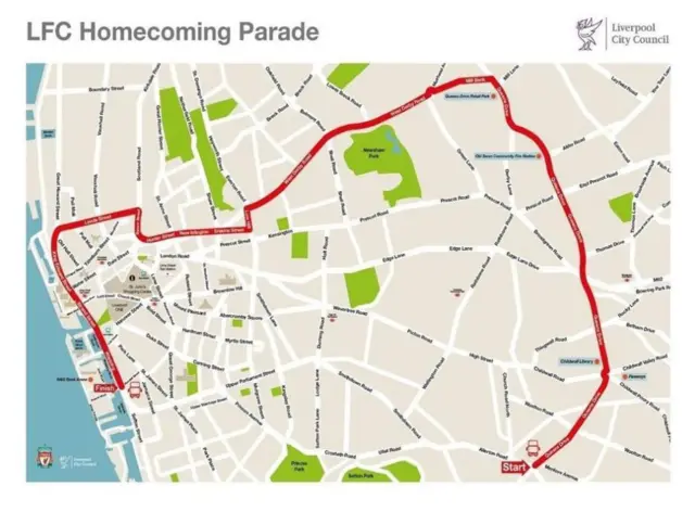 Liverpool parade bus route