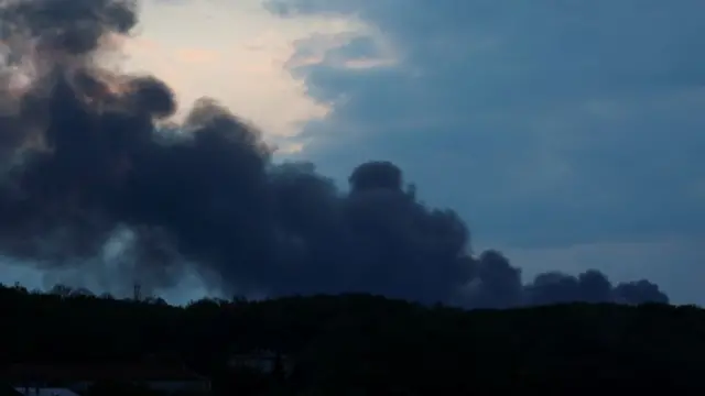 Smoke rises after missile strikes, as Russia's attack on Ukraine continues, in Lviv